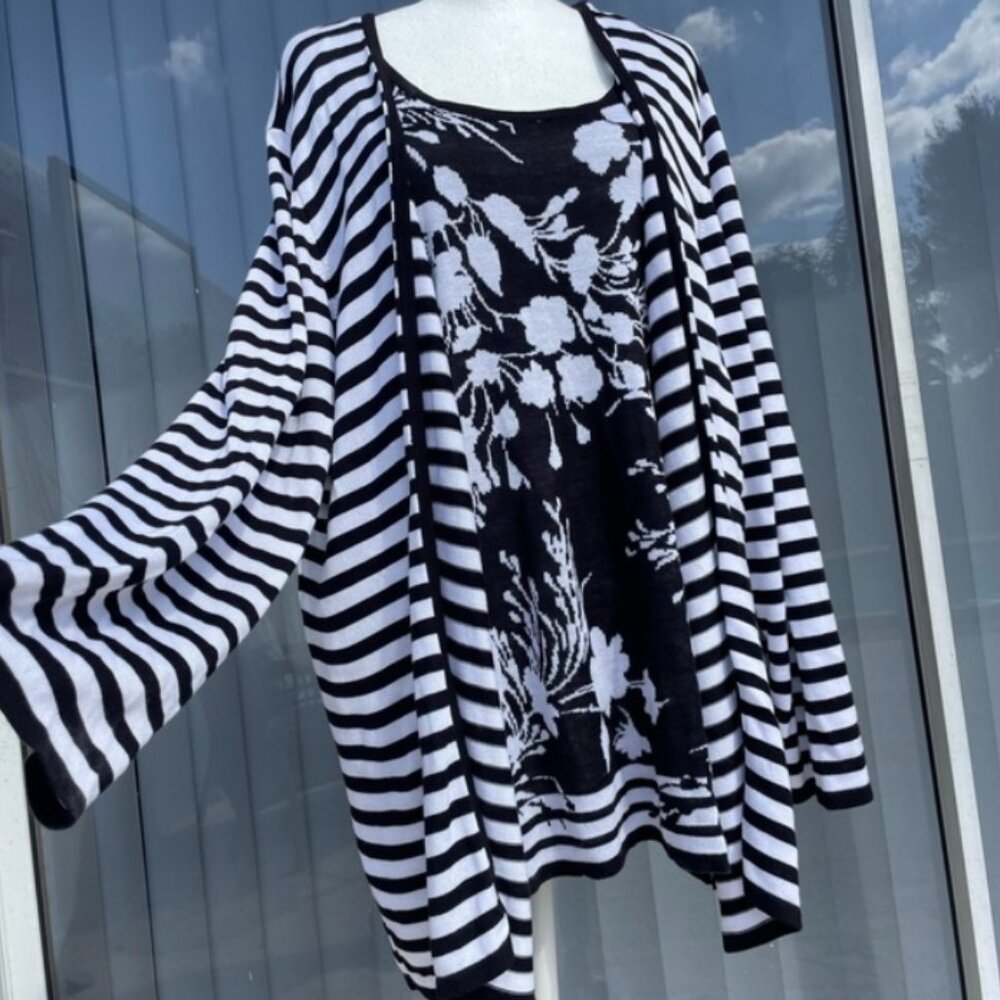 Allison Daley Woman Faux Two‑Piece Mixed Layered Print Top Shirt Blouse– Medium - Picture 1 of 7